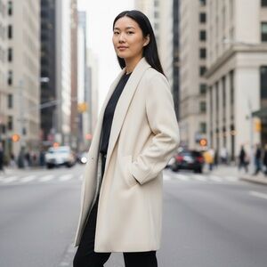 Vintage Alorna Ivory Wool Coat Open Opera Coat Swing Overcoat Large #1021